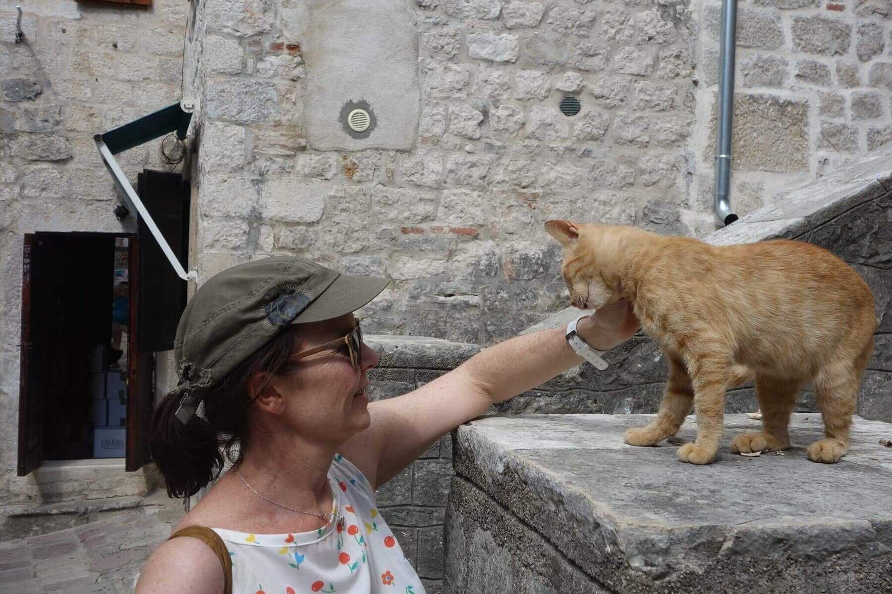 police officer and animal lover Ingrid with stray cat