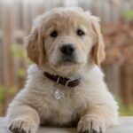 Golden retriever puppy looking at camera for Animal Friendly Life article on National Pet Desexing Month