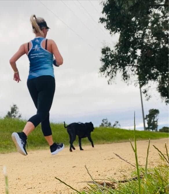 Natalie running with her dog gigi for running with dogs