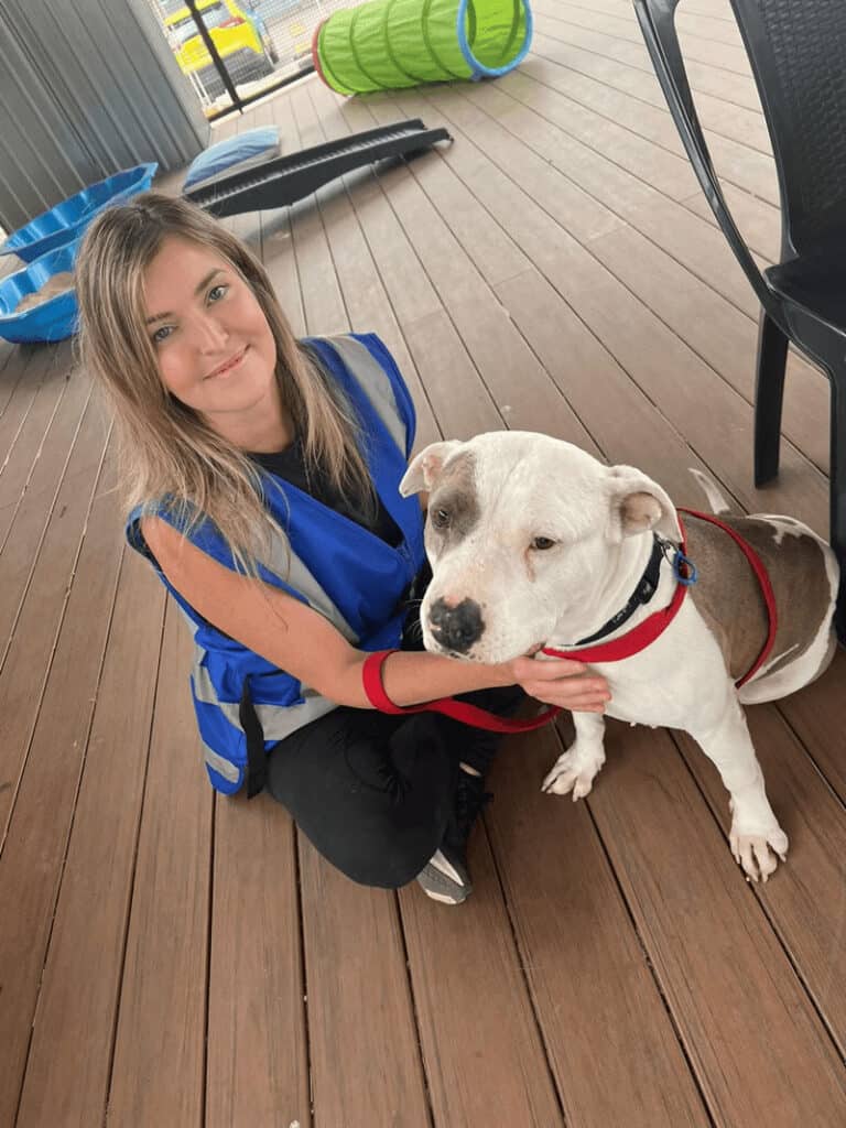 Patrice Pandeleos with dog at charity event for City of Sydney Council elections
