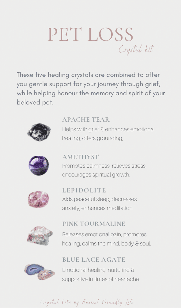 Pet Loss Healing Crystal Set - 5 stones for a memorial, tribute, or gift after pet loss - Image 6