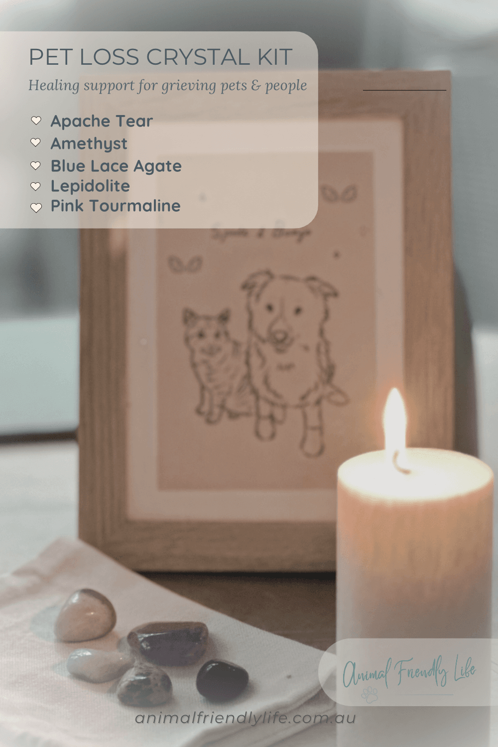 Pet Loss Healing Crystal Set - 5 stones for a memorial, tribute, or gift after pet loss - Image 8